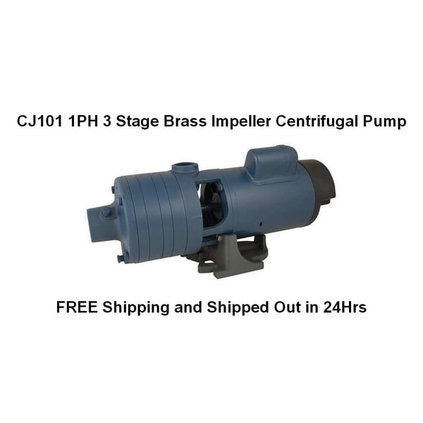 Flint and Walling CJ101C301AB 1PH 3HP 3 Stage Brass Impeller Booster Pump